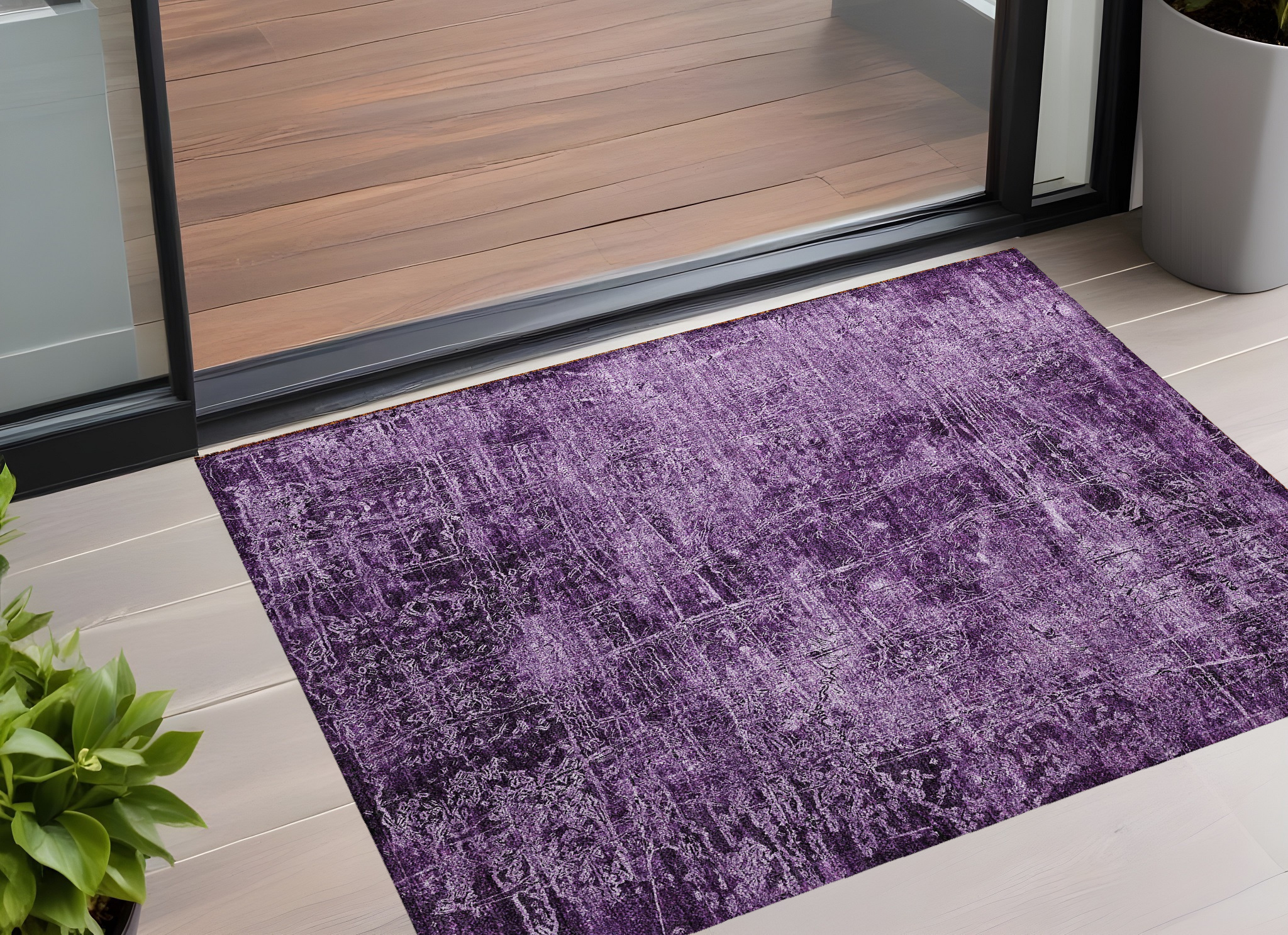 3' X 5' Purple Abstract Washable Non Skid Indoor Outdoor Area Rug-563145-1