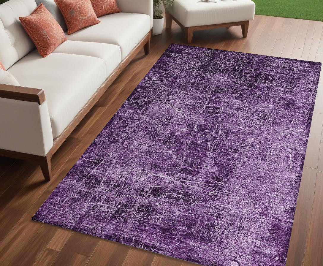 5' X 8' Purple Abstract Washable Non Skid Indoor Outdoor Area Rug-563146-1