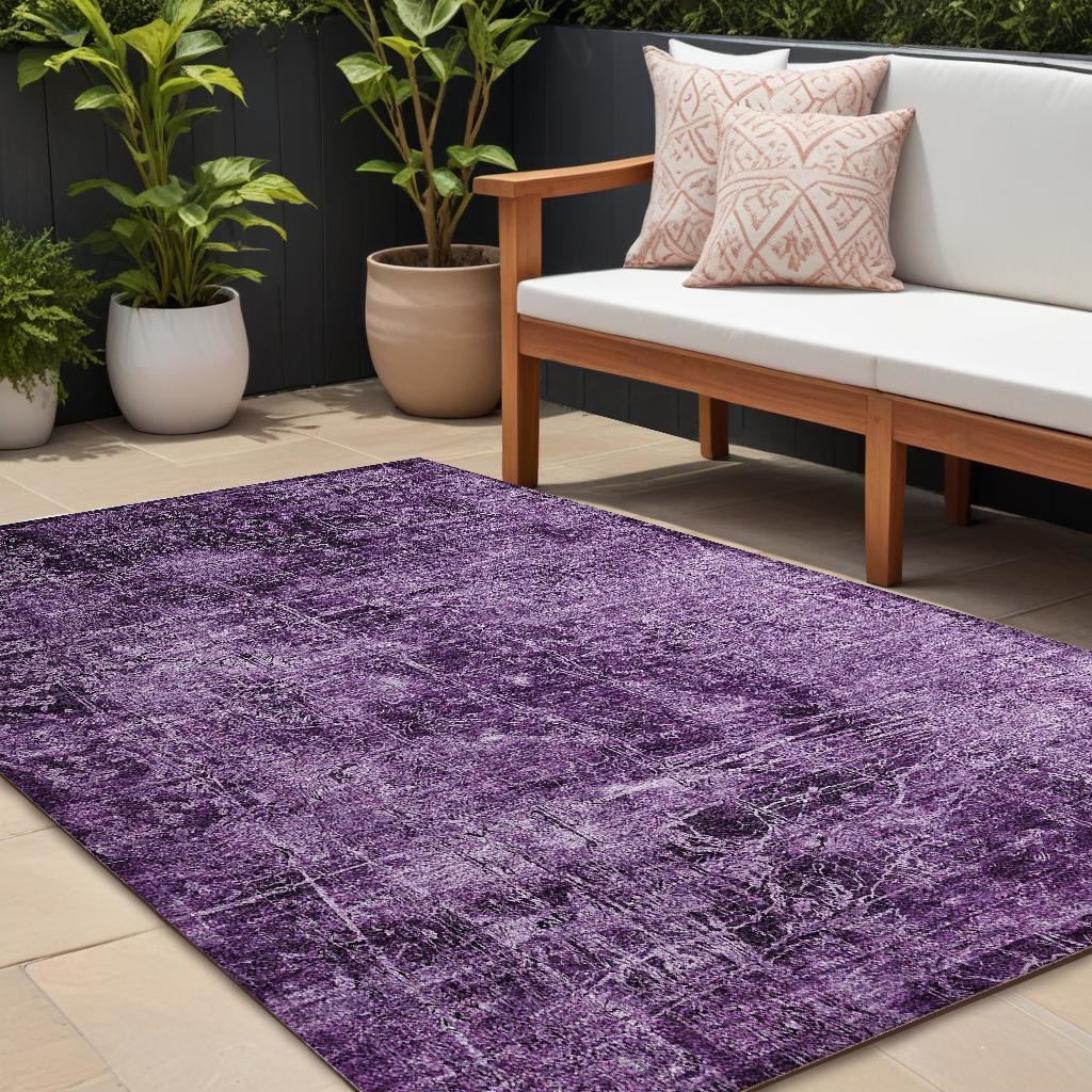 10' X 14' Purple Abstract Washable Non Skid Indoor Outdoor Area Rug-563150-1