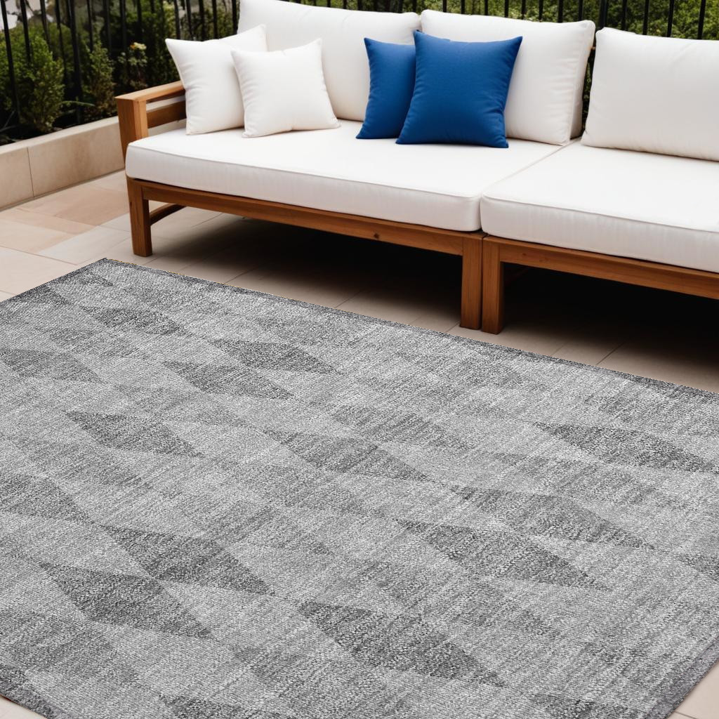 8' X 10' Gray Geometric Washable Non Skid Indoor Outdoor Area Rug-563247-1