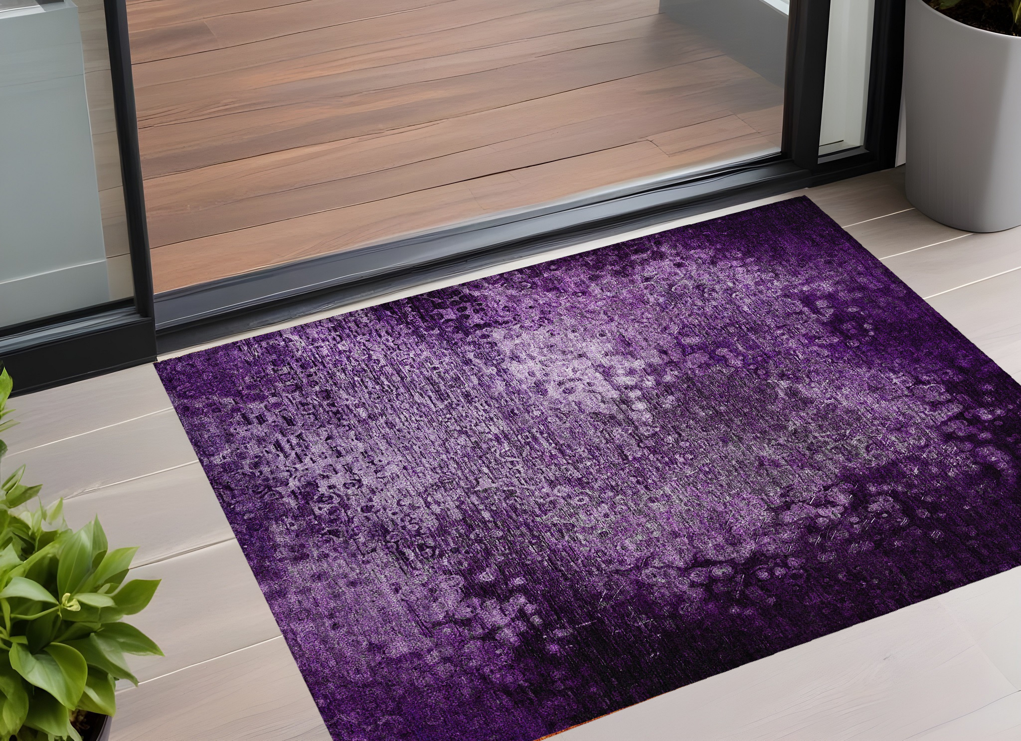 3' X 5' Purple Washable Non Skid Indoor Outdoor Area Rug-563514-1
