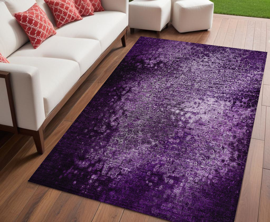 5' X 8' Purple Washable Non Skid Indoor Outdoor Area Rug-563515-1