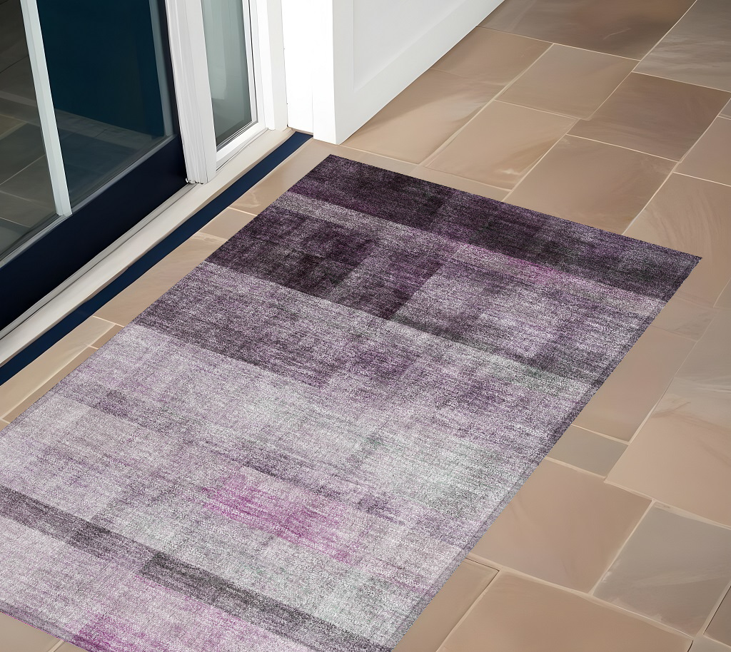 2' X 3' Purple Ombre Washable Non Skid Indoor Outdoor Area Rug-563664-1