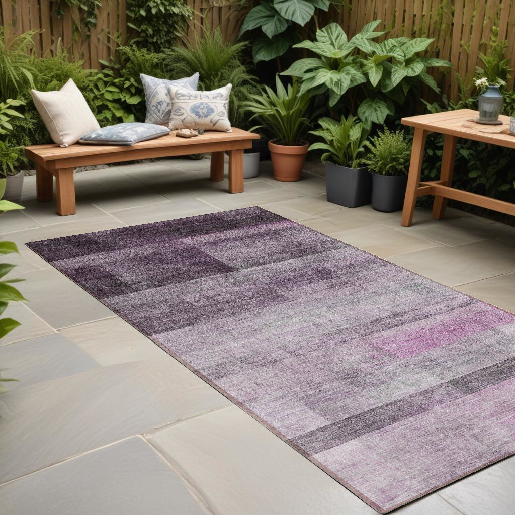 8' Purple Ombre Washable Indoor Outdoor Runner Rug-563665-1