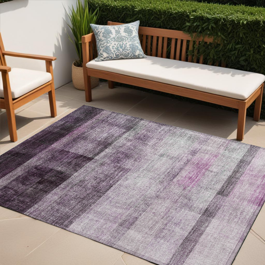 5' X 8' Purple Ombre Washable Non Skid Indoor Outdoor Area Rug-563668-1