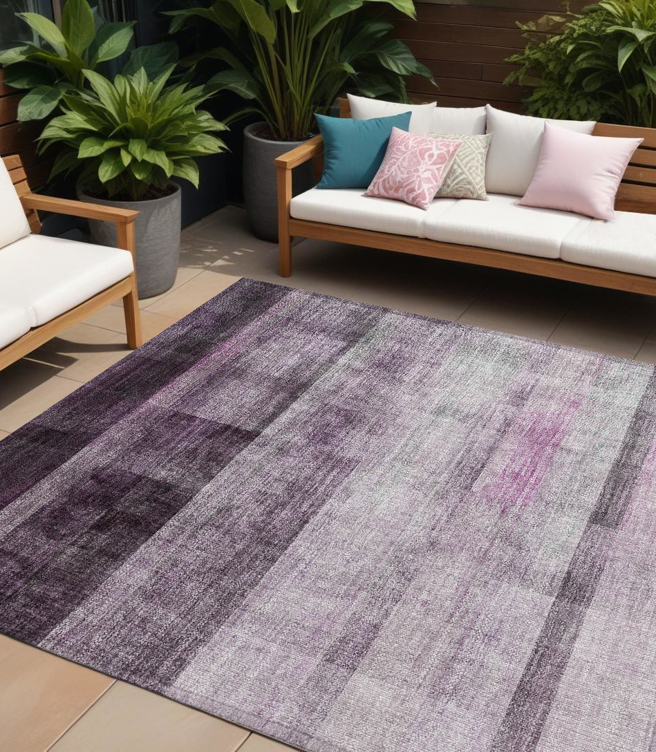 8' X 10' Purple Ombre Washable Non Skid Indoor Outdoor Area Rug-563670-1