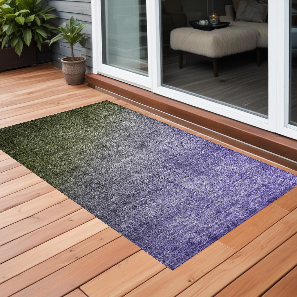 3' X 5' Olive Green And Purple Ombre Washable Indoor Outdoor Area Rug-563721-1