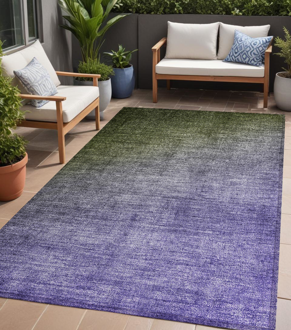 5' X 8' Olive Green and Purple Ombre Washable Non Skid Indoor Outdoor Area Rug-563722-1