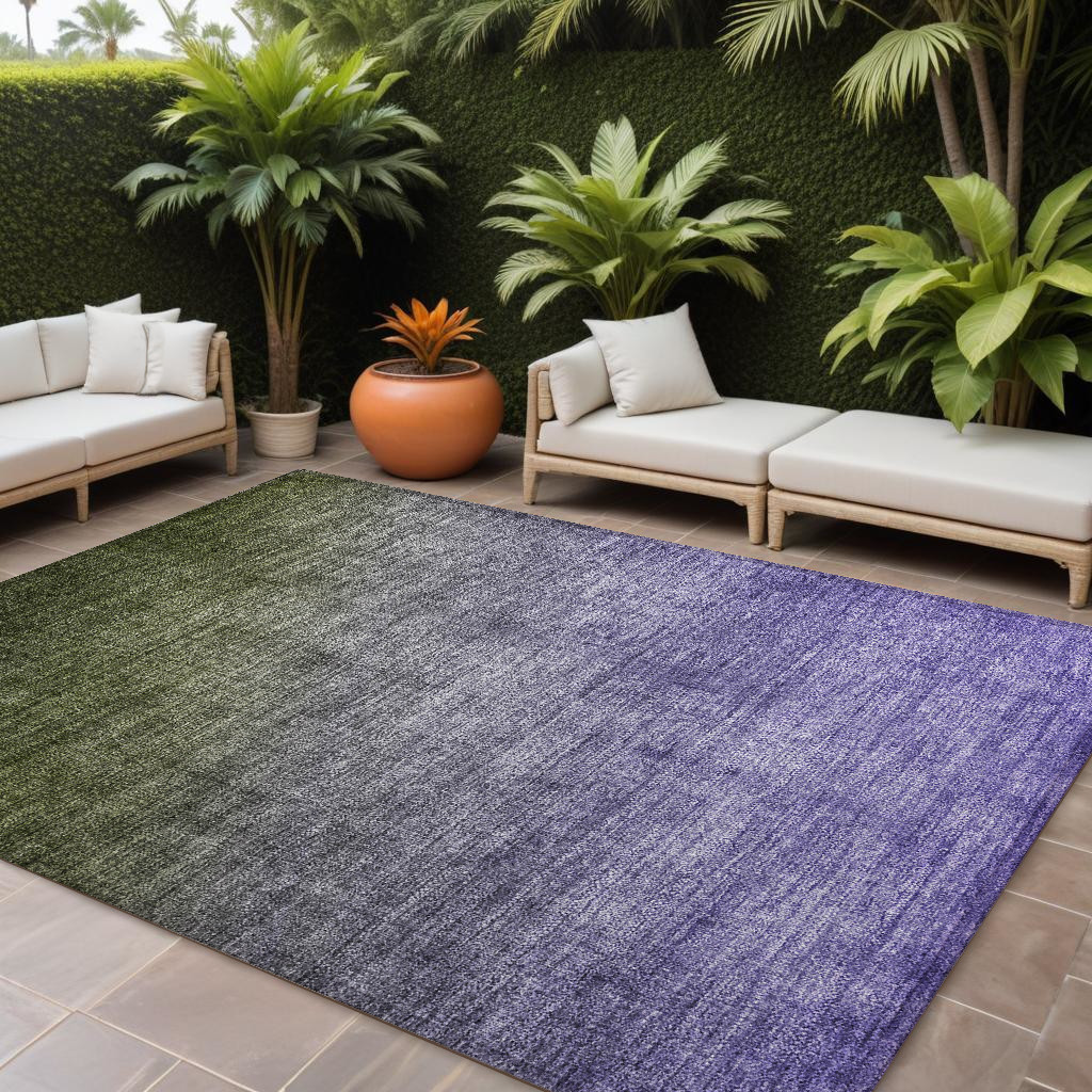 8' X 10' Olive Green And Purple Ombre Washable Indoor Outdoor Area Rug-563724-1