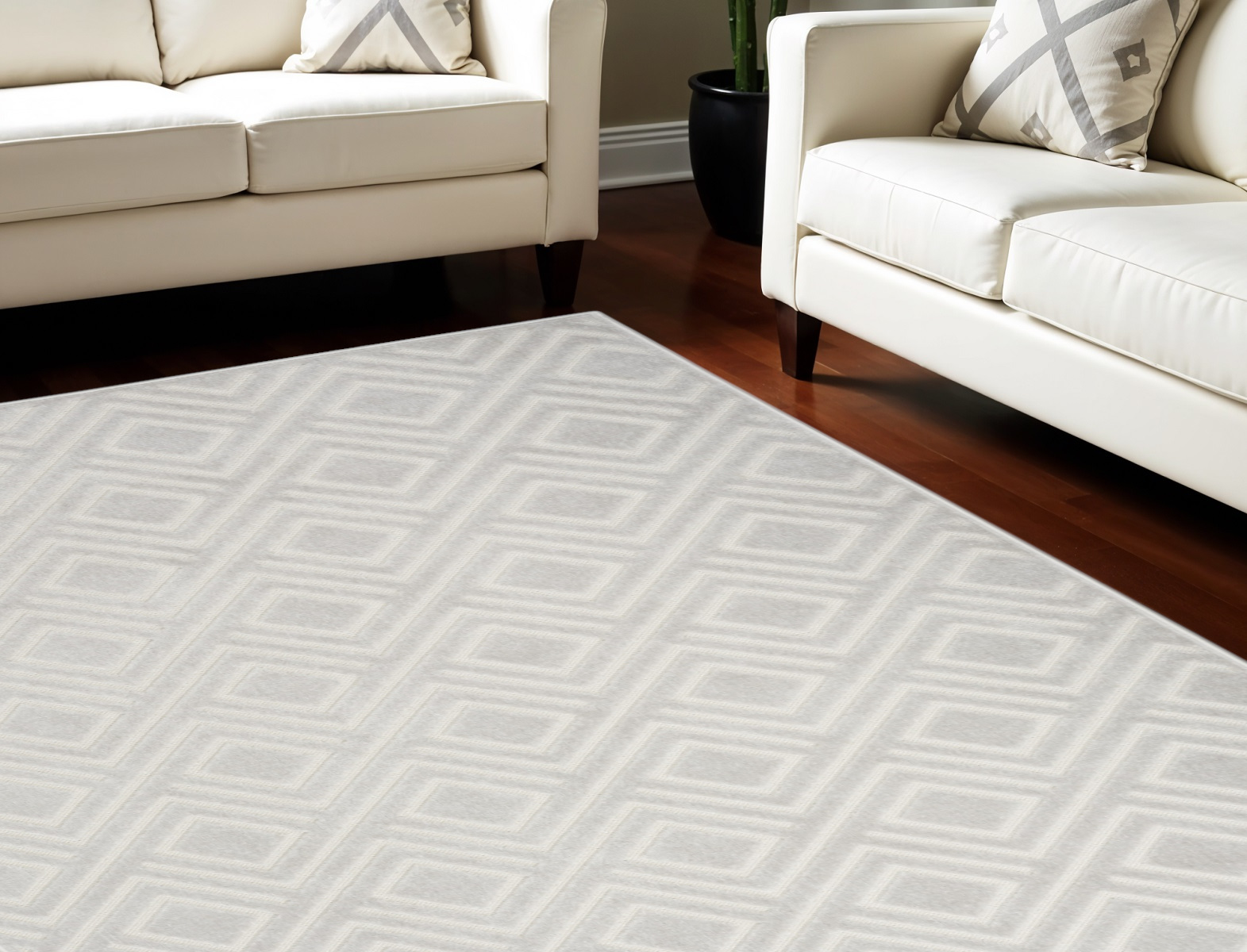 7' X 9' Gray Geometric Area Rug-564111-1