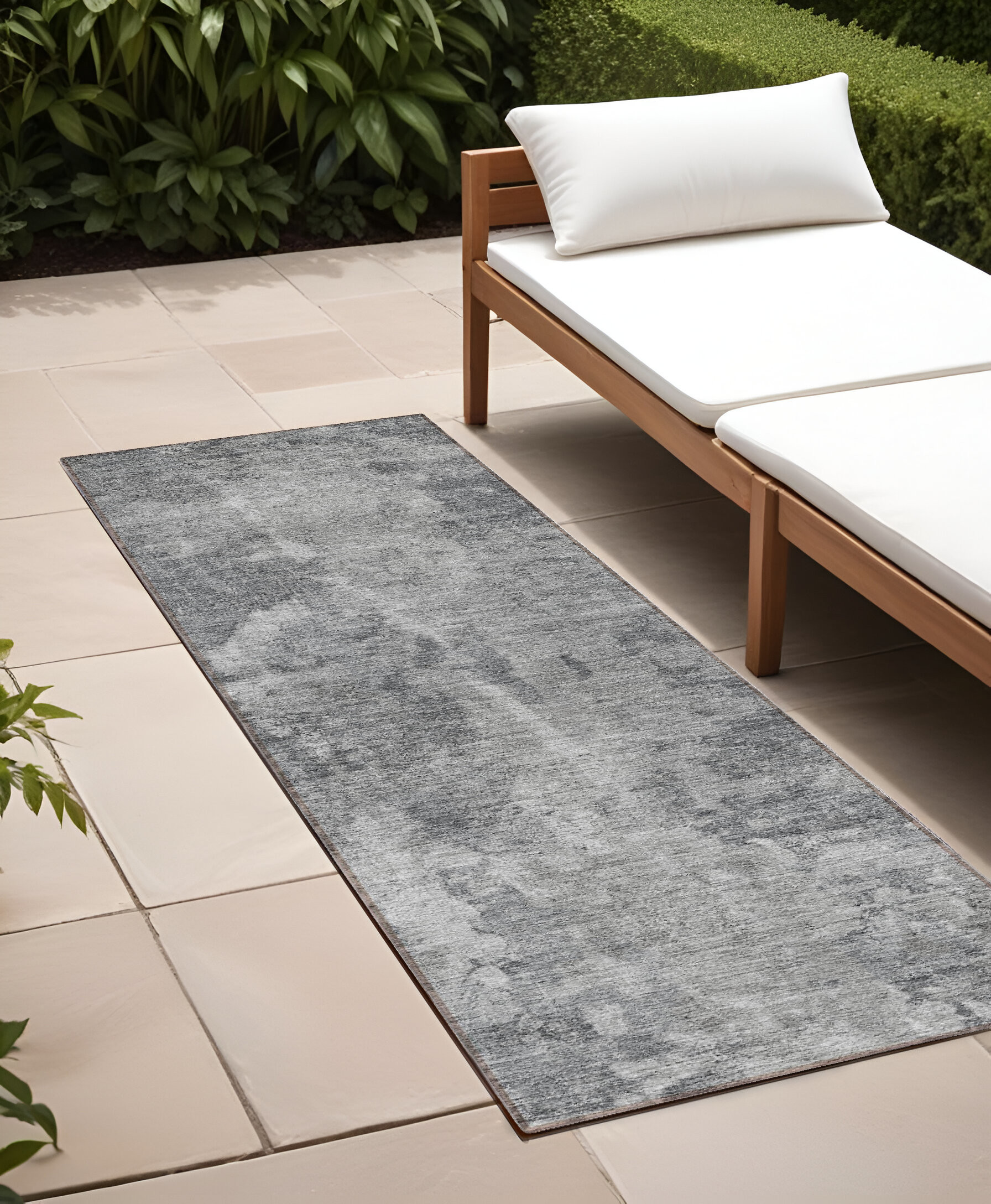 8' Runner Gray Abstract Washable Non Skid Indoor Outdoor Runner Rug-564261-1