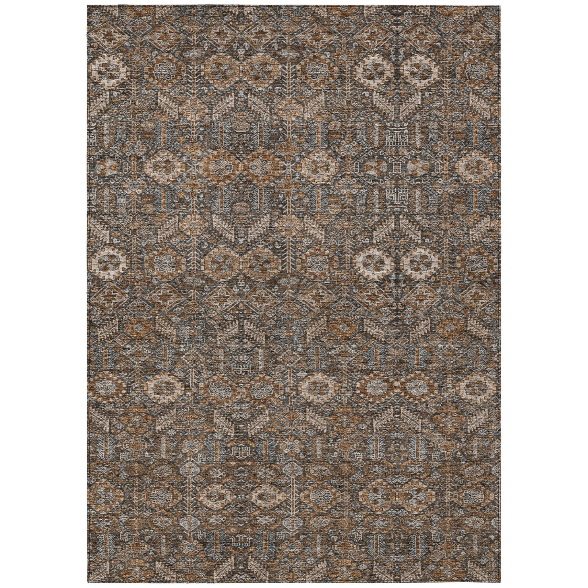 3' X 5' Chocolate Tribal Washable Indoor Outdoor Area Rug-564314-1