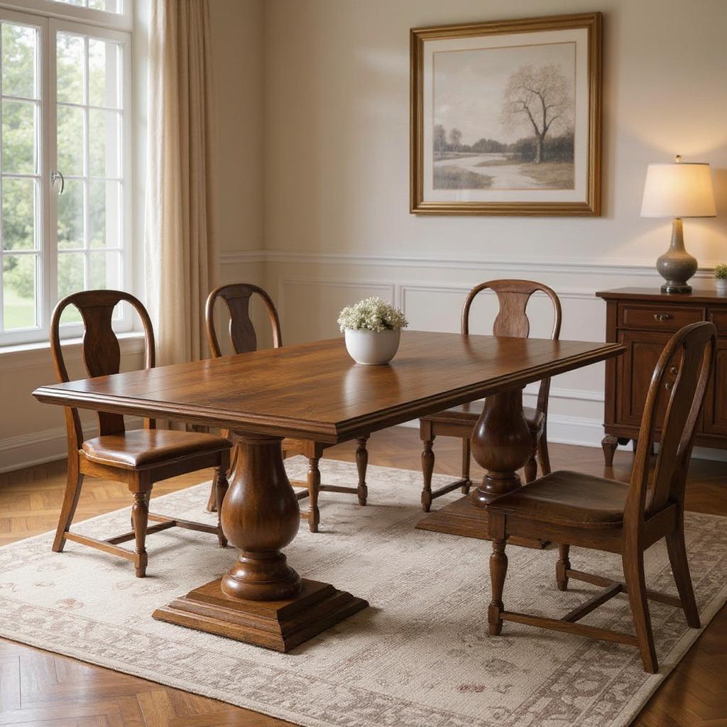 96" Dark Brown Wood Double Pedestal Base Dining Table | HomeRoots