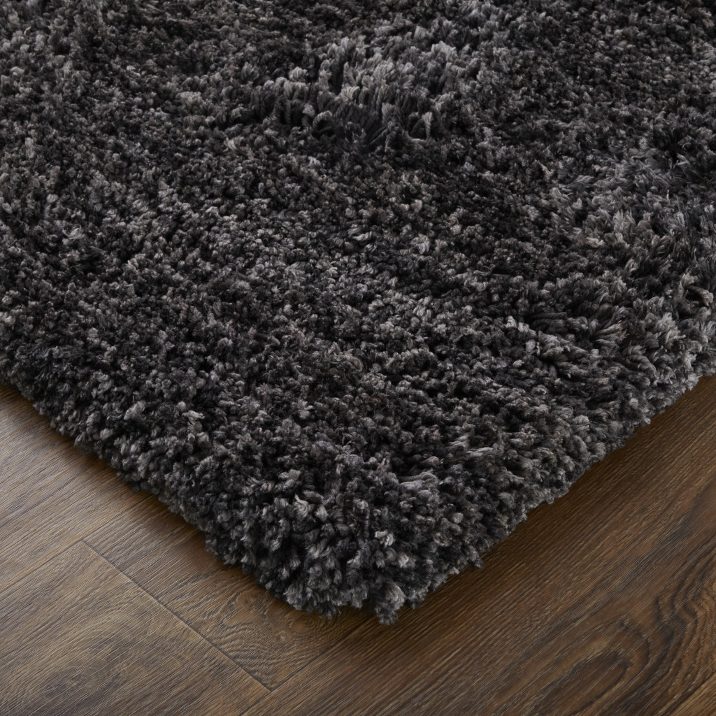 4" X 6" Black Shag Hand Tufted Area Rug
