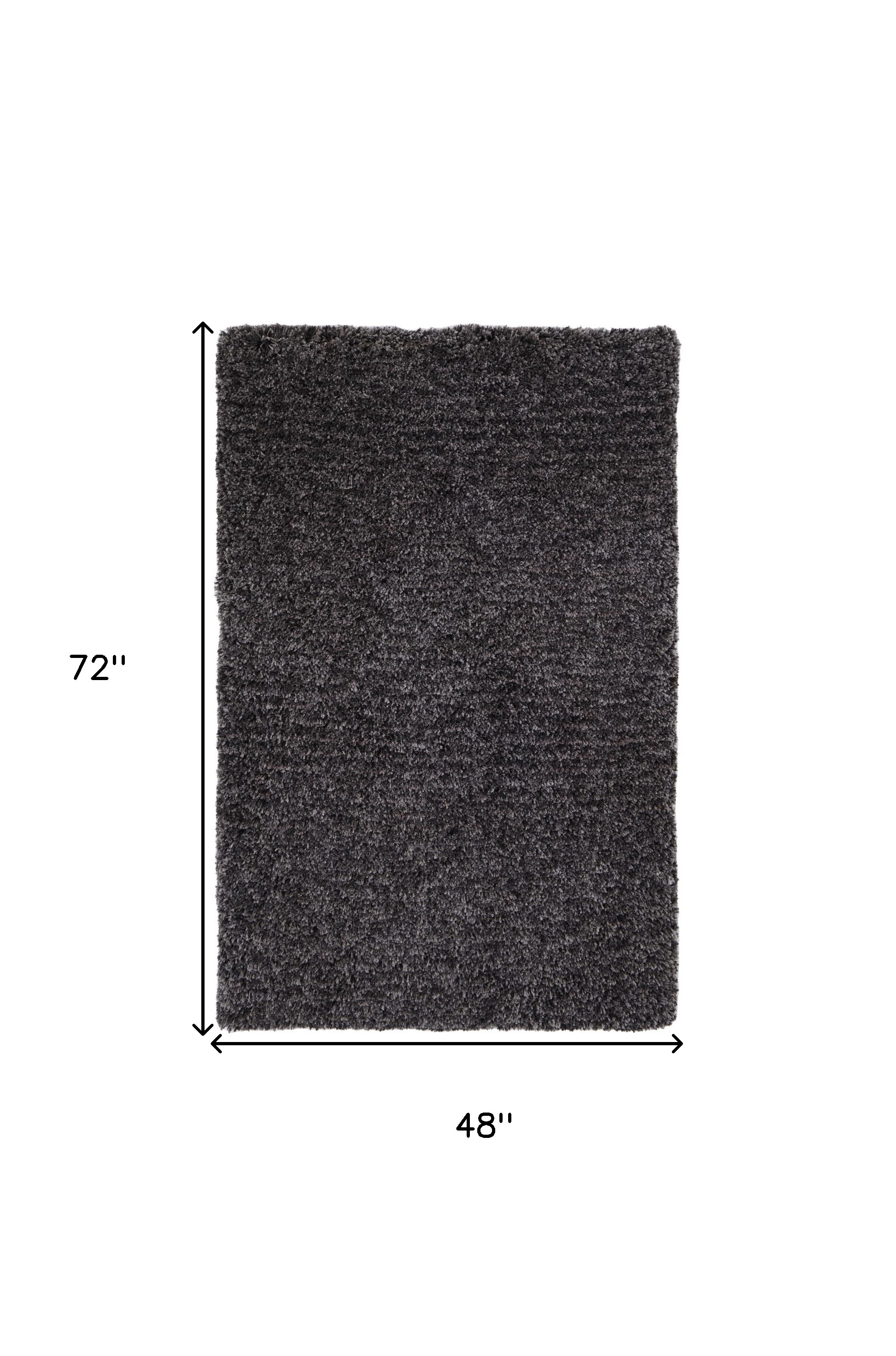 4" X 6" Black Shag Hand Tufted Area Rug