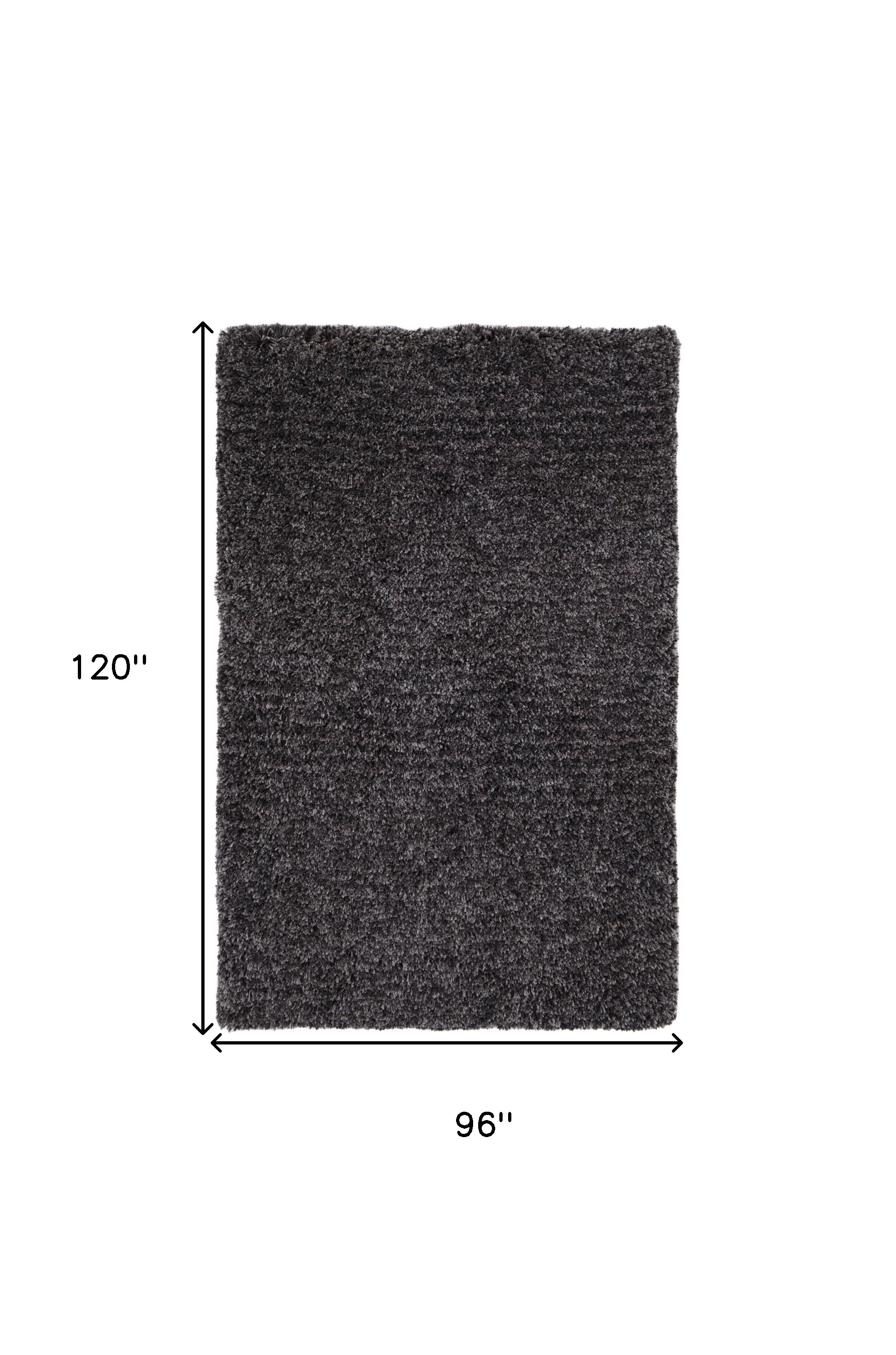 8" X 10" Black Shag Hand Tufted Area Rug