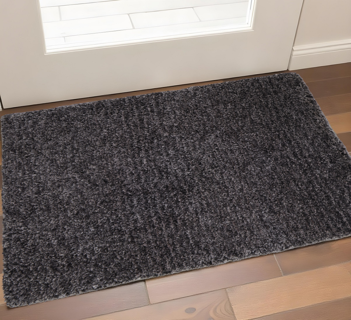 2" X 3" Black Shag Hand Tufted Area Rug