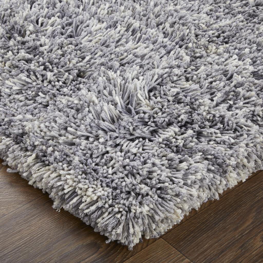 5" X 8" Gray Shag Hand Tufted Area Rug