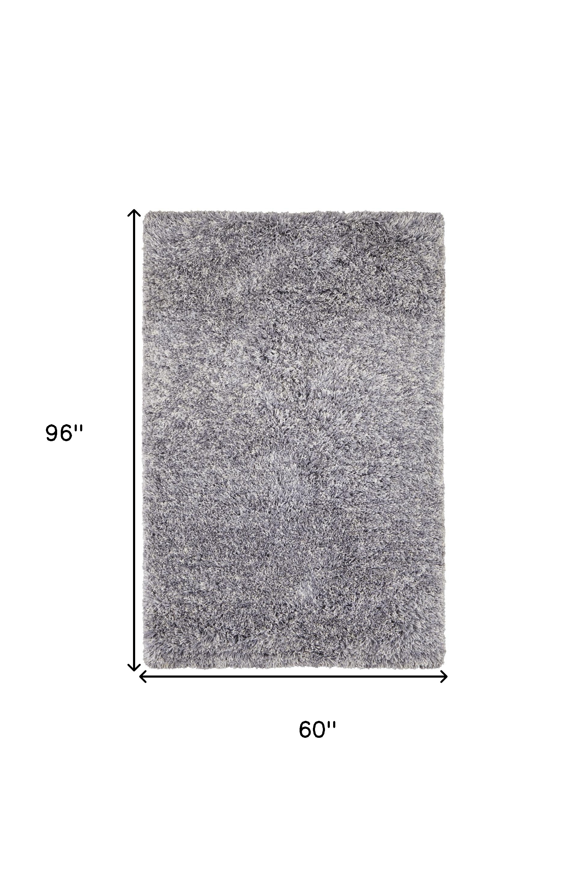 5" X 8" Gray Shag Hand Tufted Area Rug