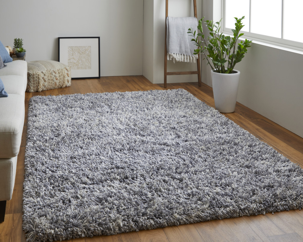 5" X 8" Gray Shag Hand Tufted Area Rug