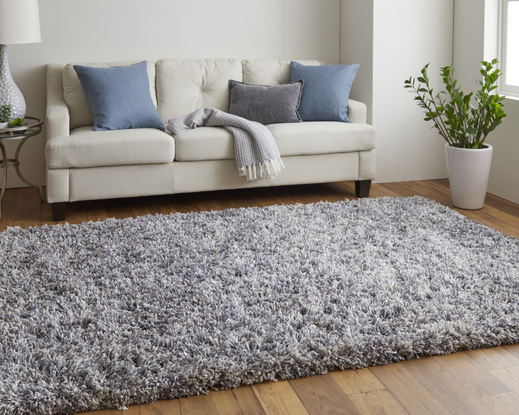 5" X 8" Gray Shag Hand Tufted Area Rug