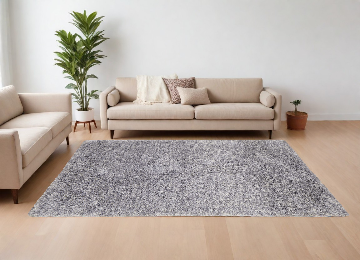8" X 10" Gray Shag Hand Tufted Area Rug