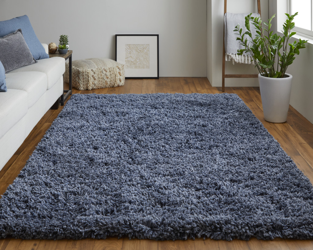 9" X 12" Gray Shag Hand Tufted Area Rug