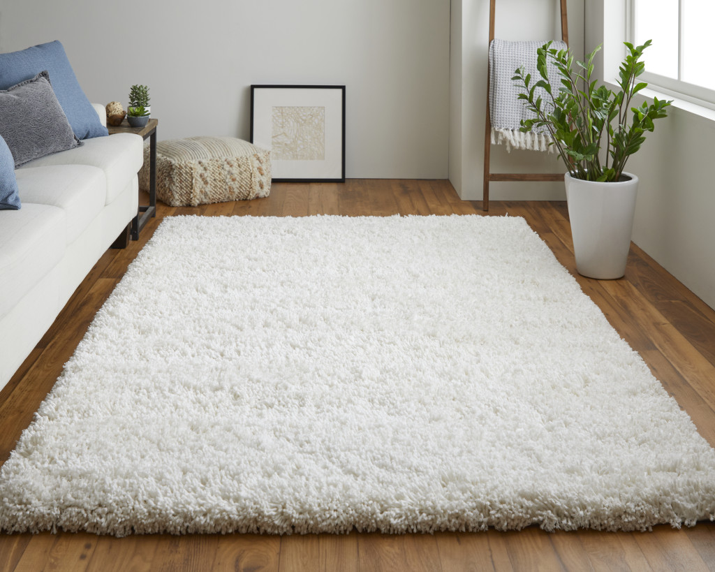 4" X 6" Ivory Shag Hand Tufted Area Rug
