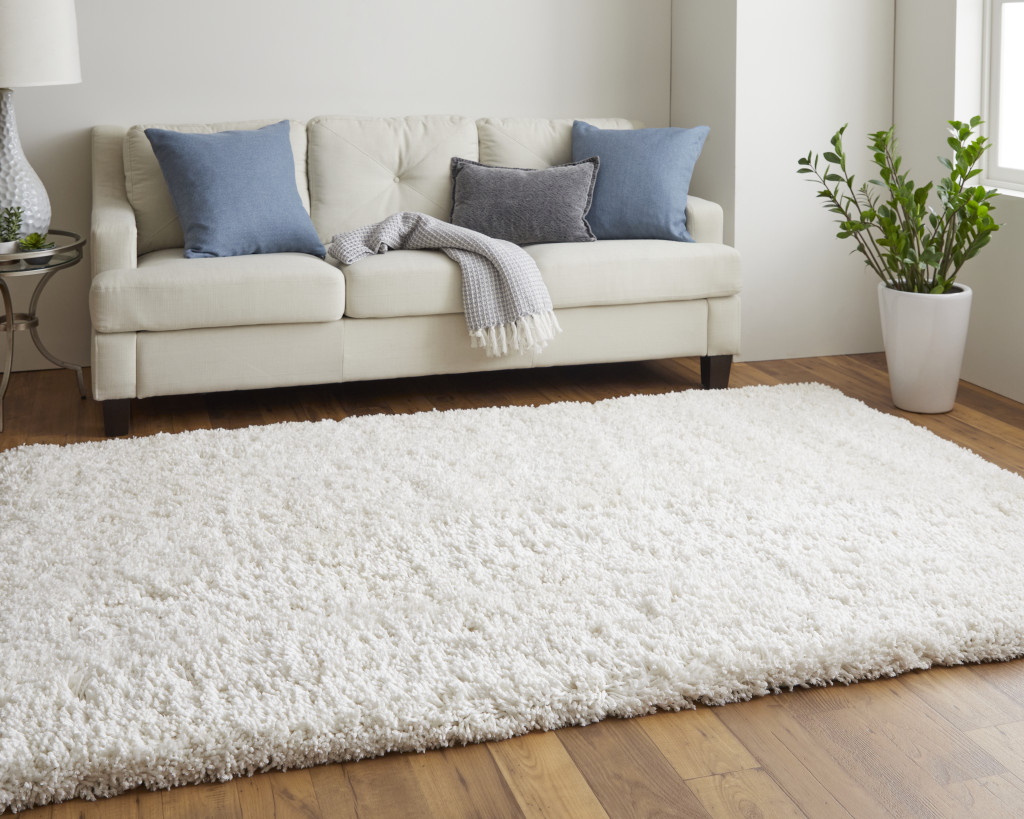 2" X 3" Ivory Shag Hand Tufted Area Rug