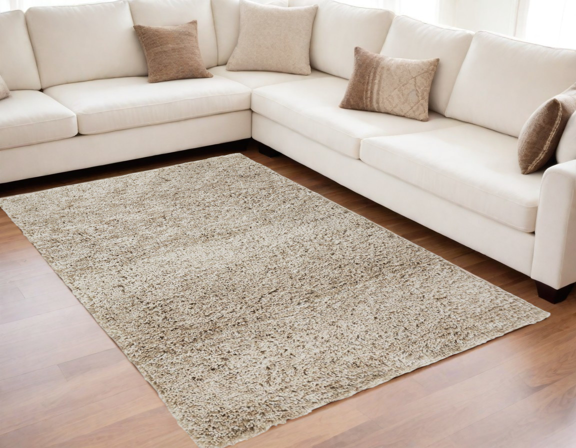 5" X 8" Gray Shag Hand Tufted Area Rug