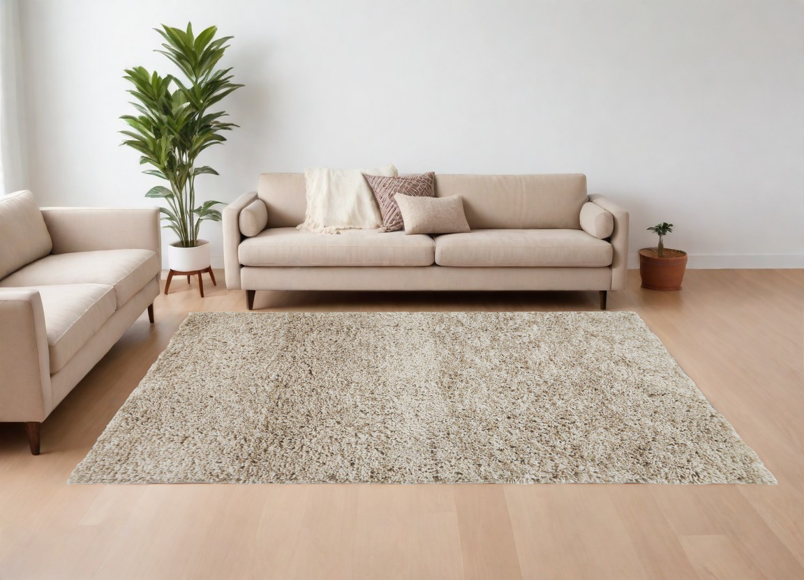 8" X 10" Gray Shag Hand Tufted Area Rug