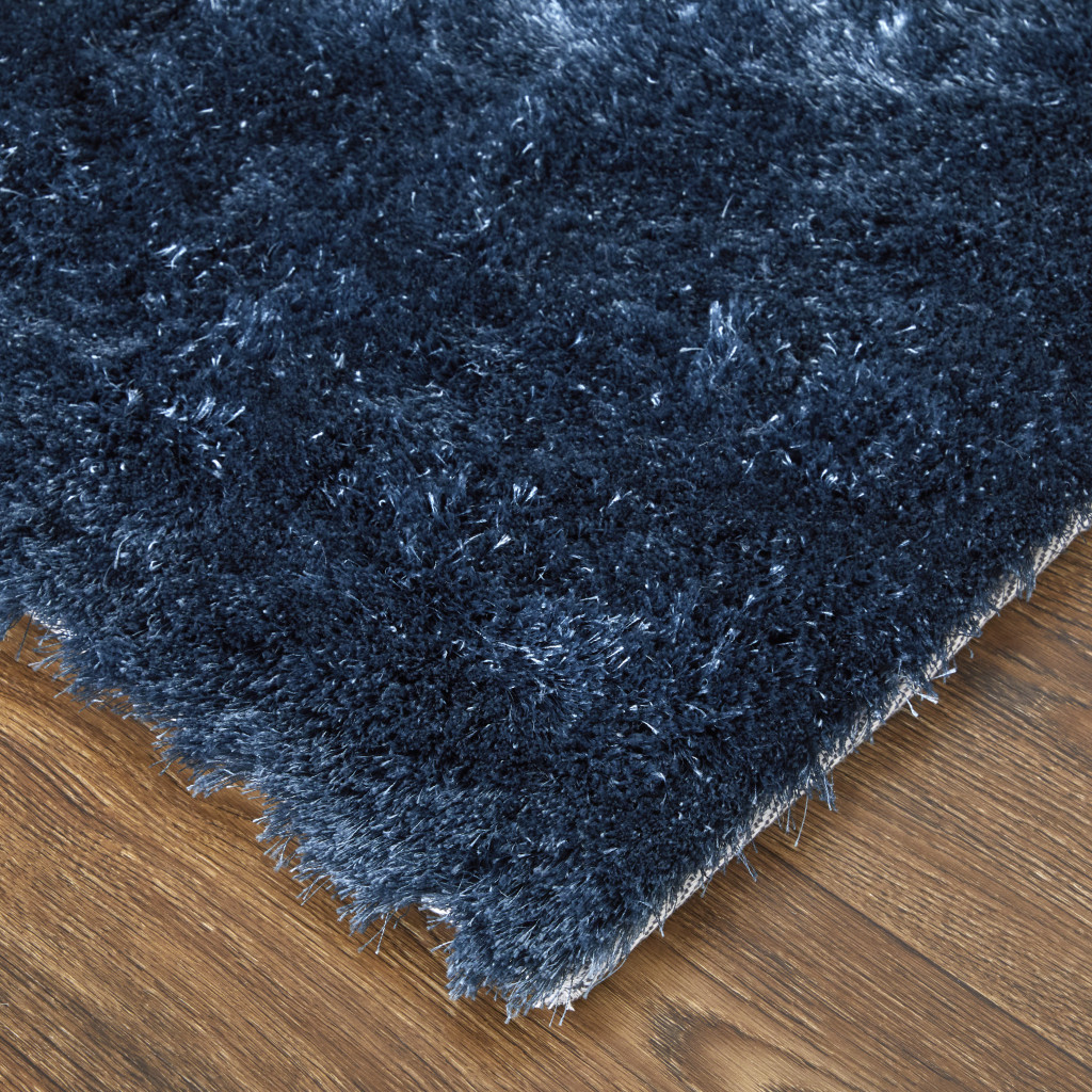 2" X 3" Blue Shag Hand Tufted Area Rug
