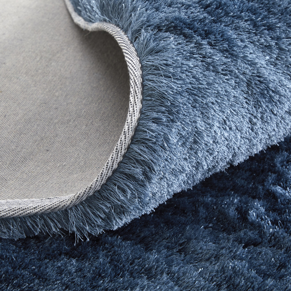 4" X 6" Blue Shag Hand Tufted Area Rug