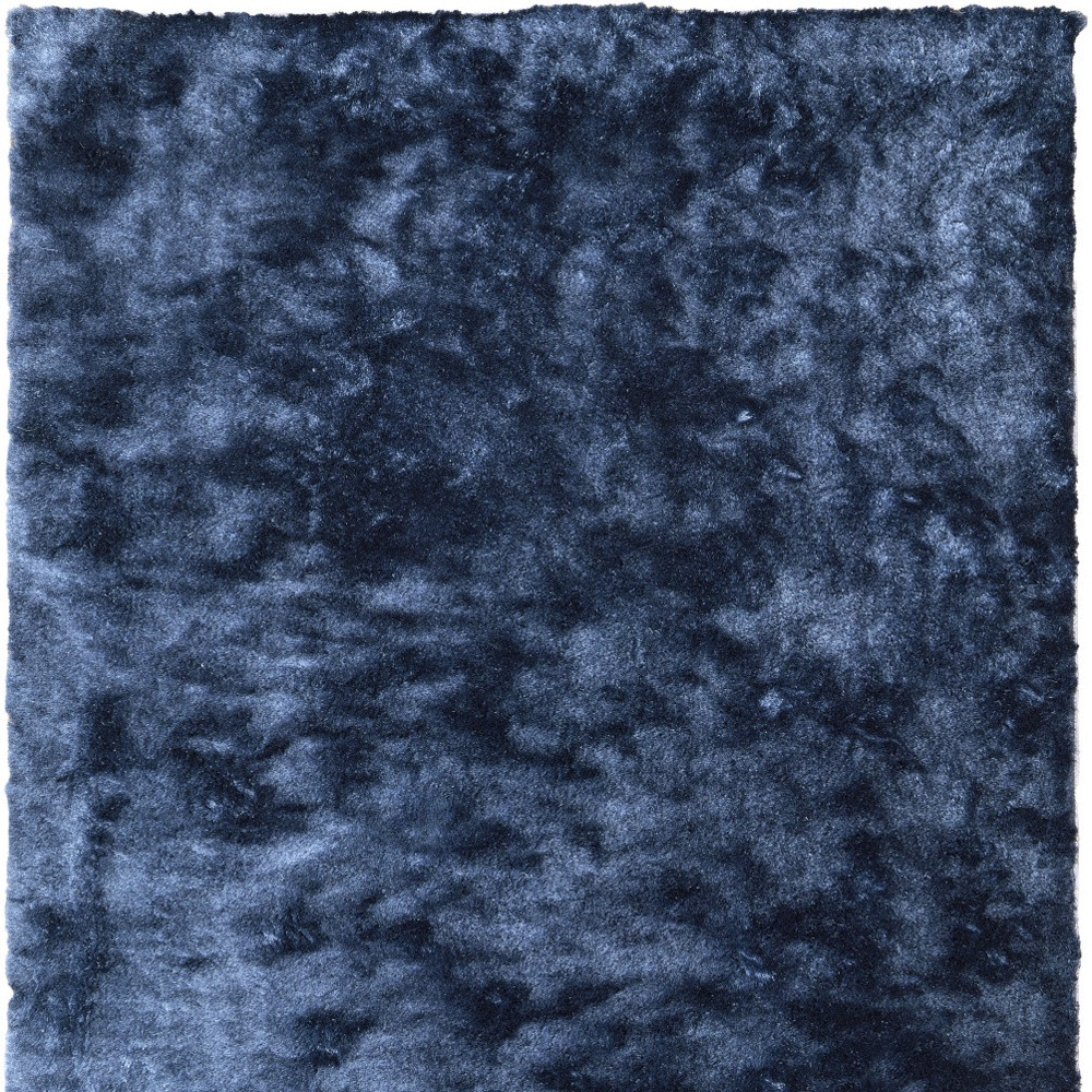 4" X 6" Blue Shag Hand Tufted Area Rug
