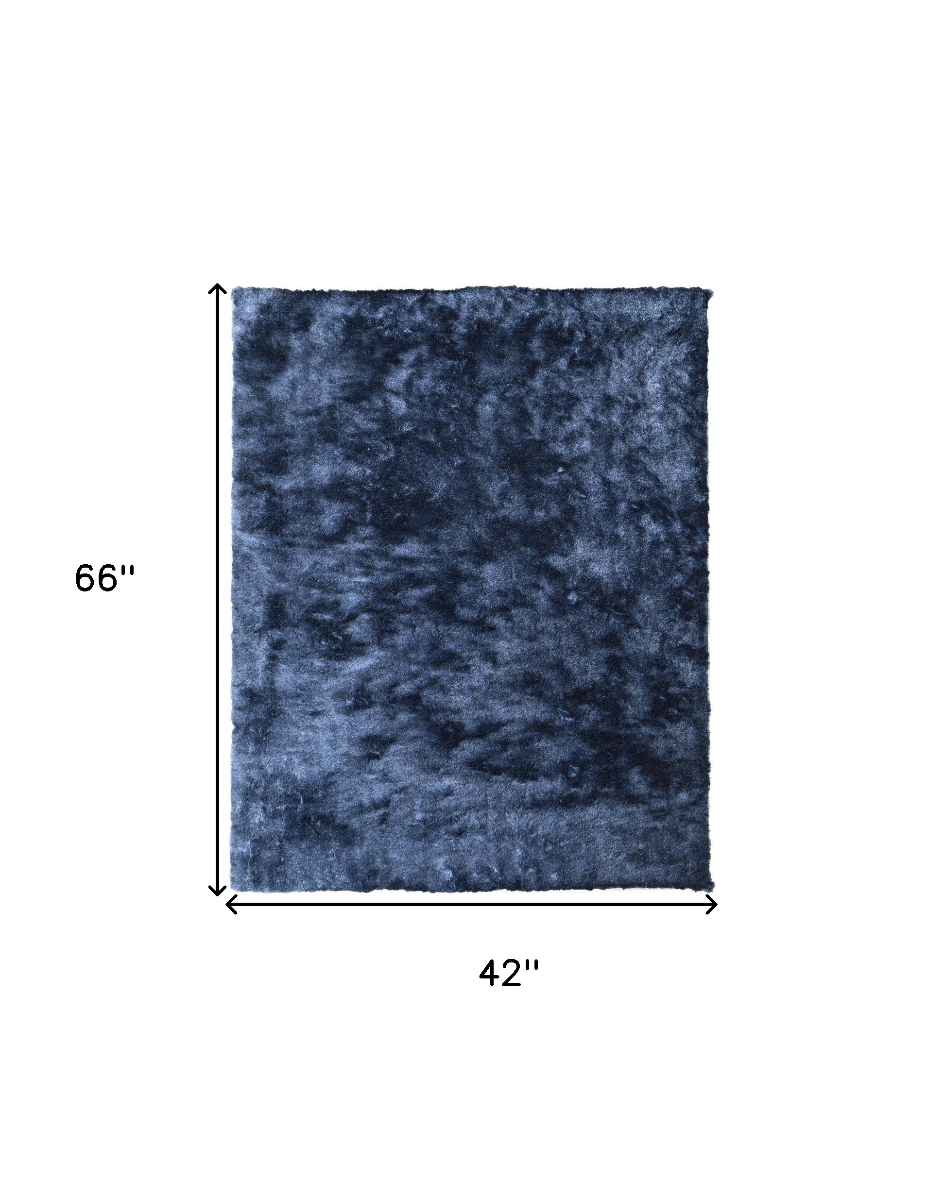 4" X 6" Blue Shag Hand Tufted Area Rug