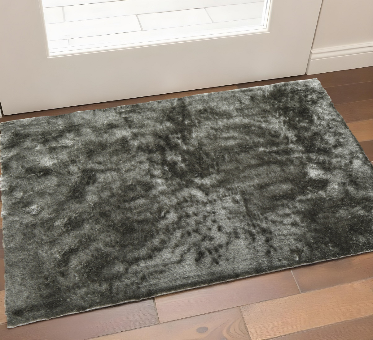 2" X 3" Green Shag Hand Tufted Area Rug