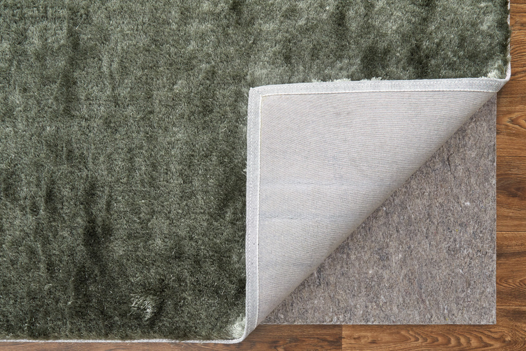 4" X 6" Green Shag Hand Tufted Area Rug