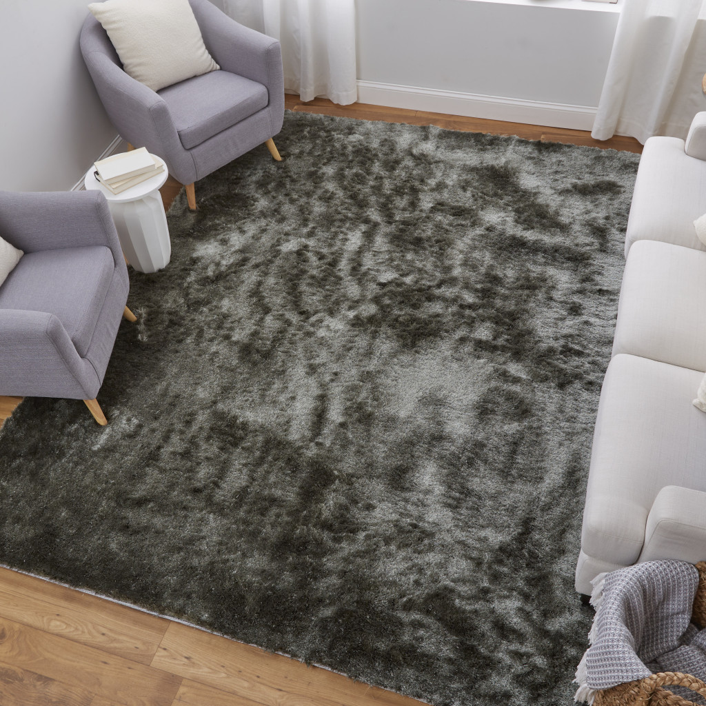 8" X 10" Green Shag Hand Tufted Area Rug