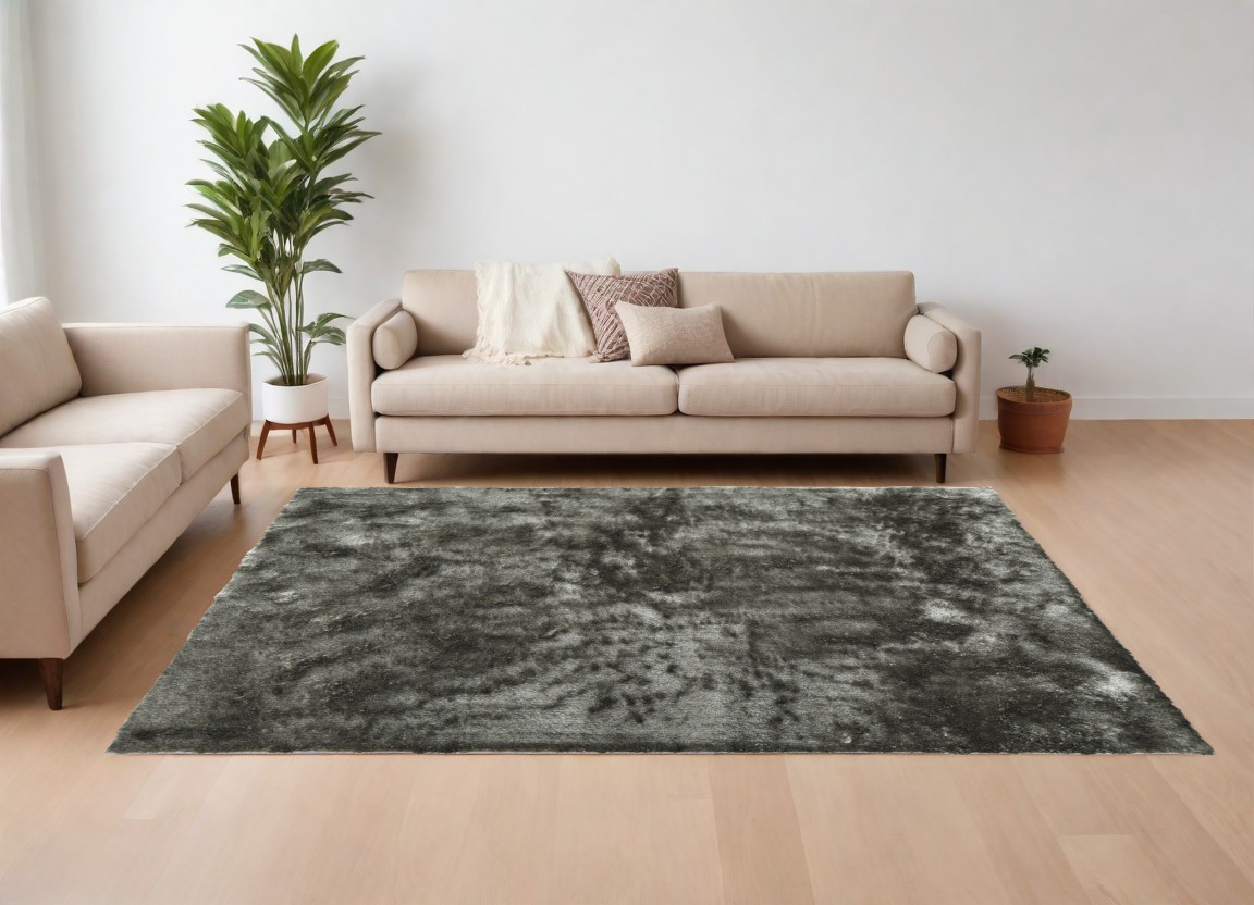 8" X 10" Green Shag Hand Tufted Area Rug