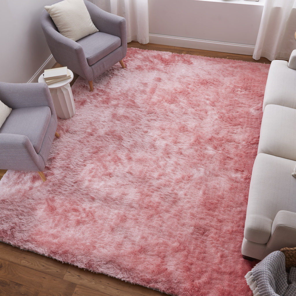 2" X 3" Pink Shag Hand Tufted Area Rug