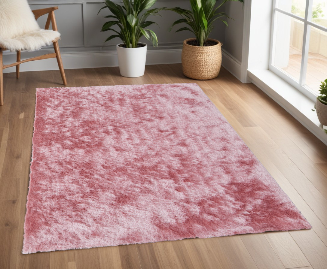 4" X 6" Pink Shag Hand Tufted Area Rug