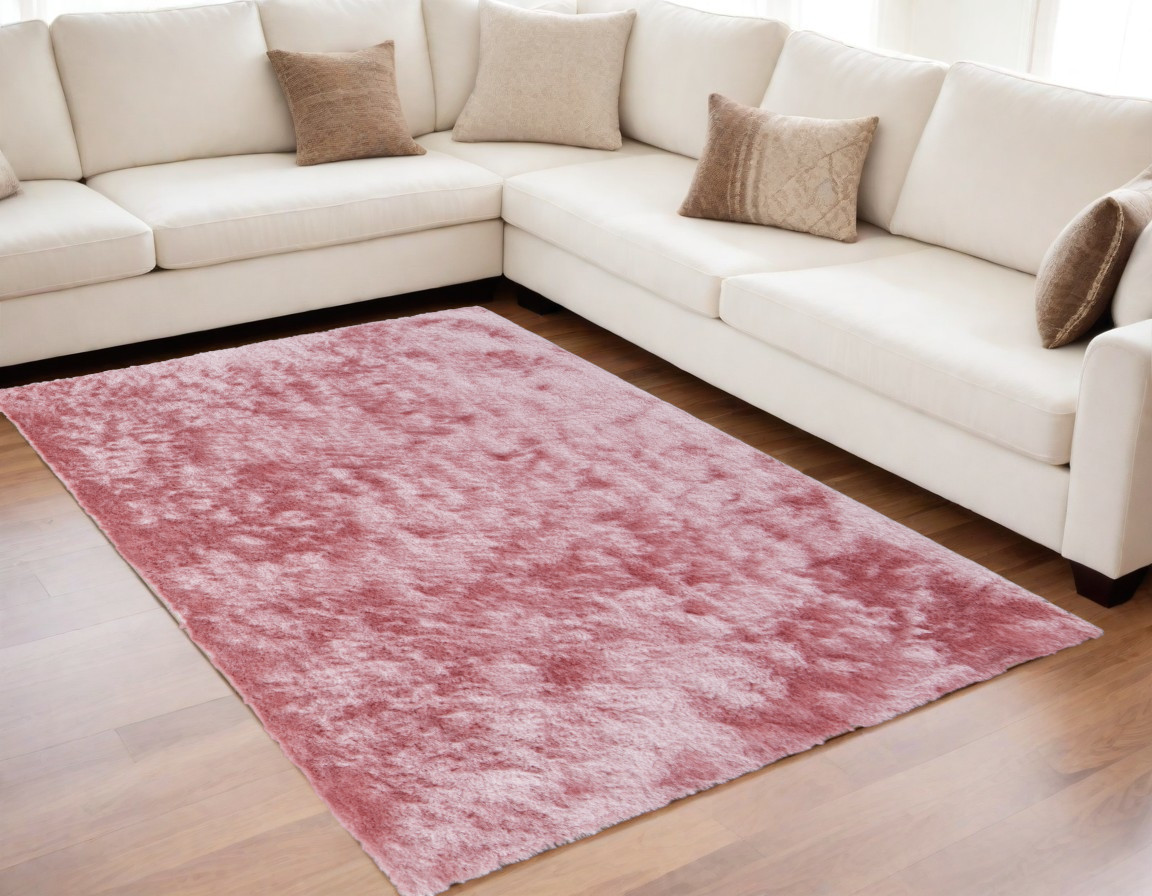 5" X 8" Pink Shag Hand Tufted Area Rug
