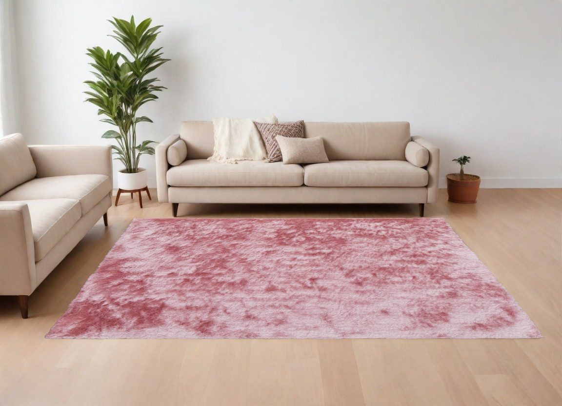 8" X 10" Pink Shag Hand Tufted Area Rug