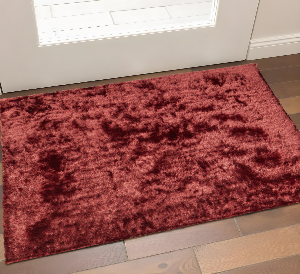 2" X 3" Red Shag Hand Tufted Area Rug