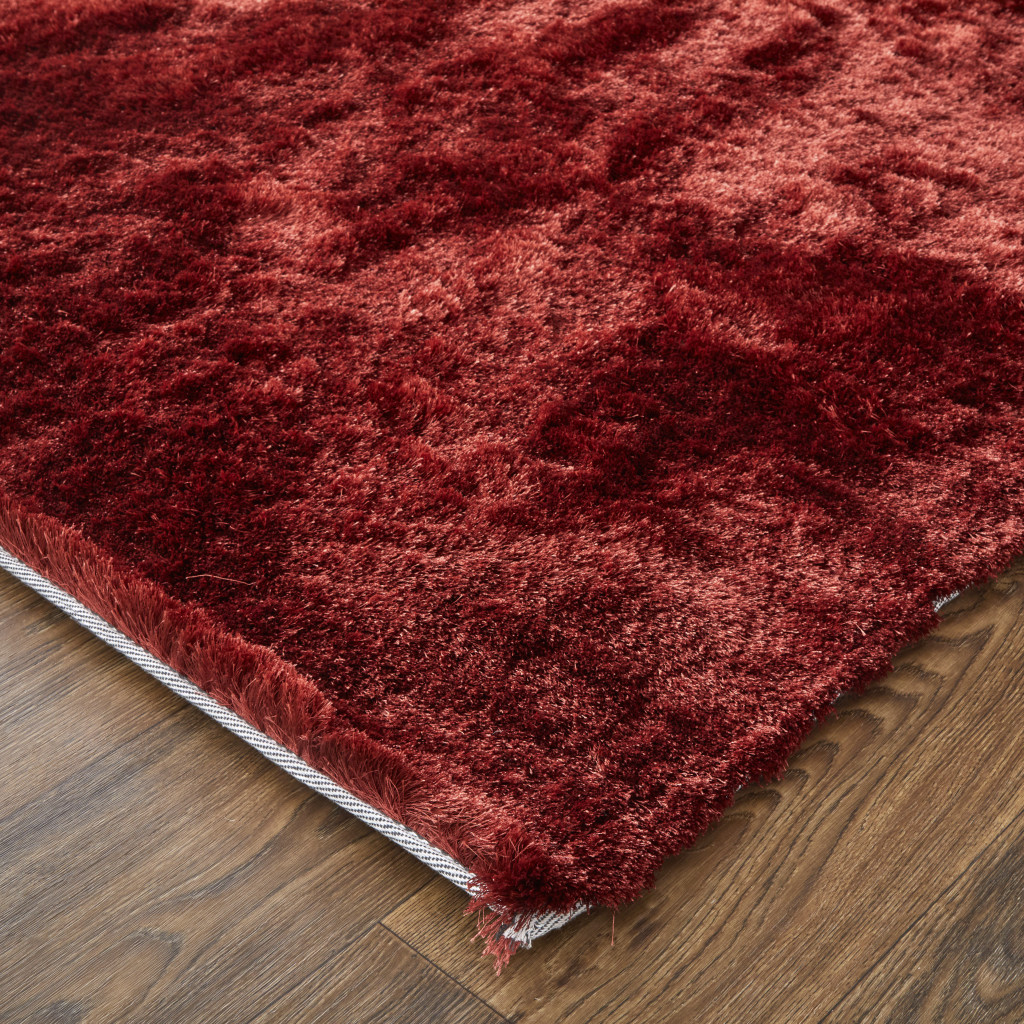 4" X 6" Red Shag Hand Tufted Area Rug
