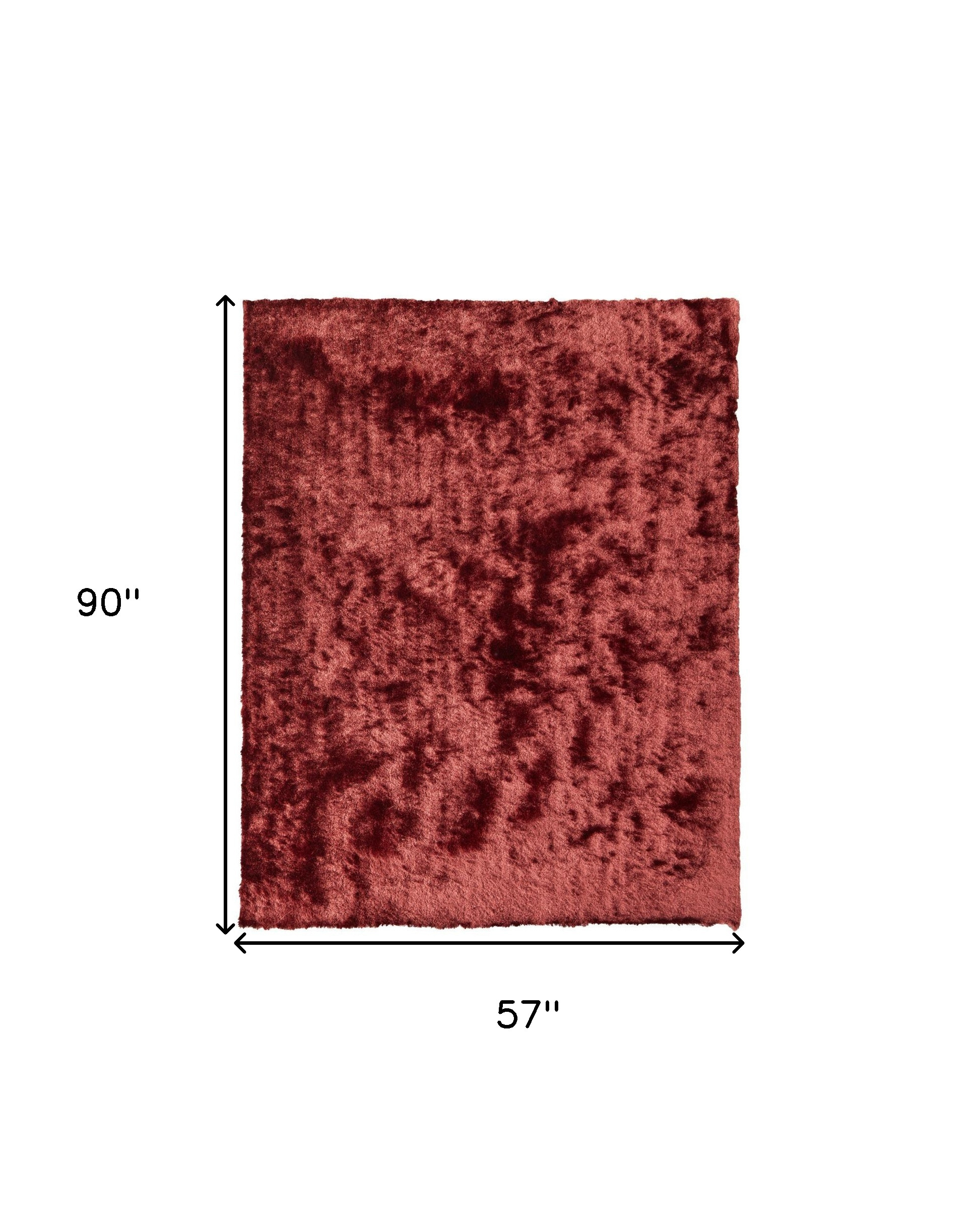 5" X 8" Red Shag Hand Tufted Area Rug