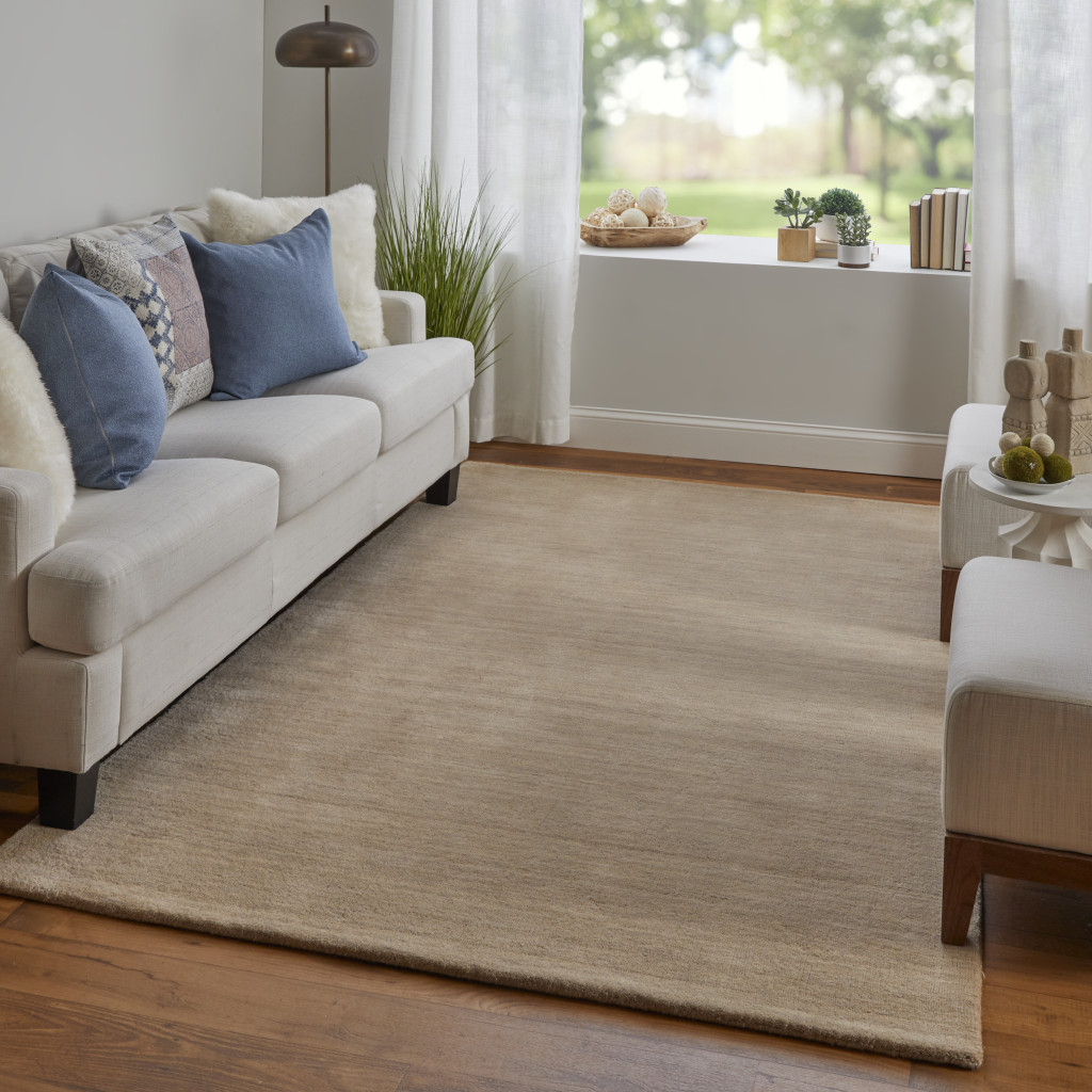 4" X 6" Tan Wool Hand Woven Area Rug