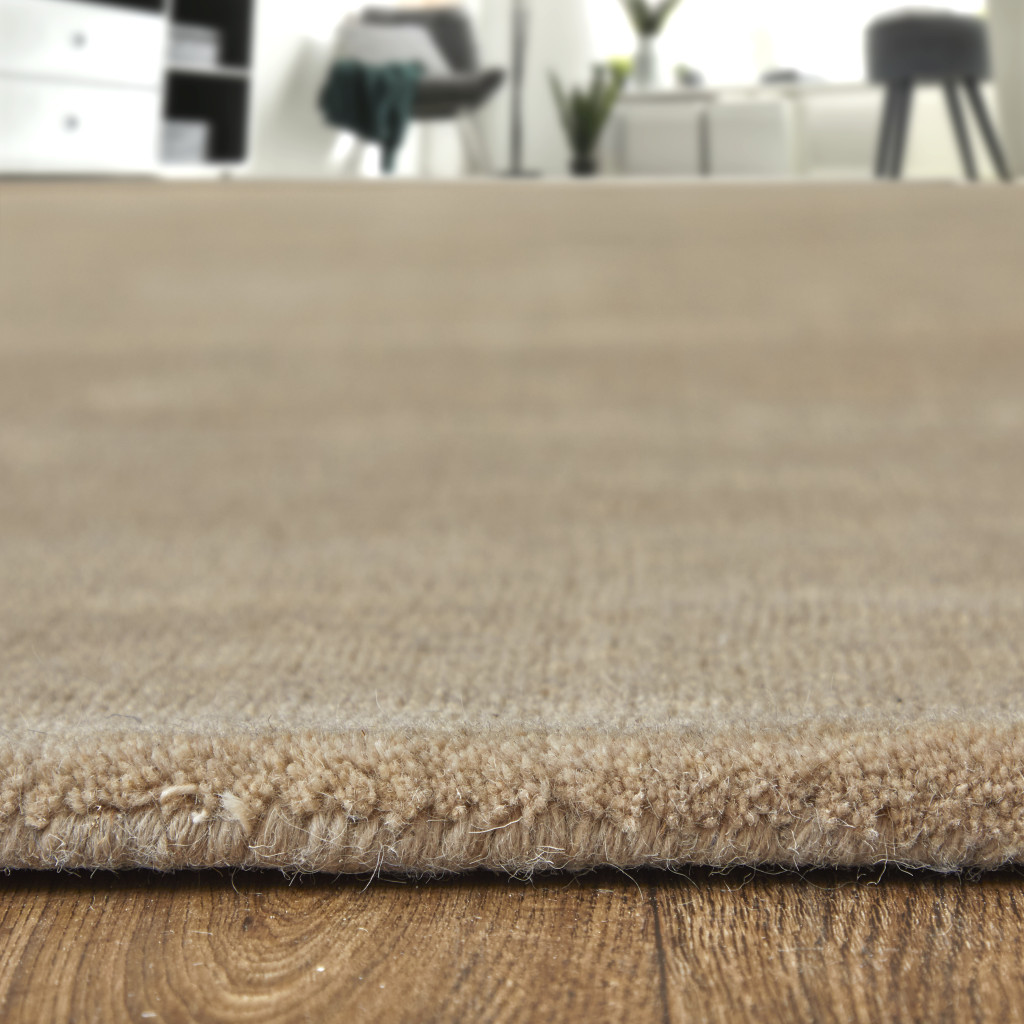 9" X 13" Tan Wool Hand Woven Area Rug