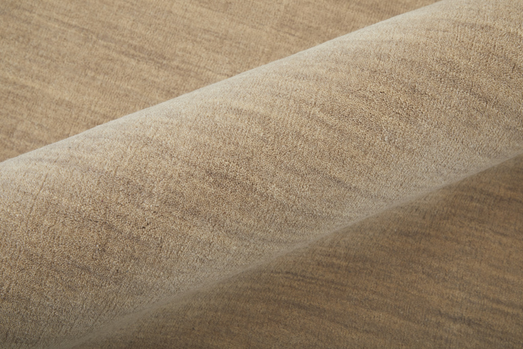 8" Tan Wool Hand Woven Runner Rug