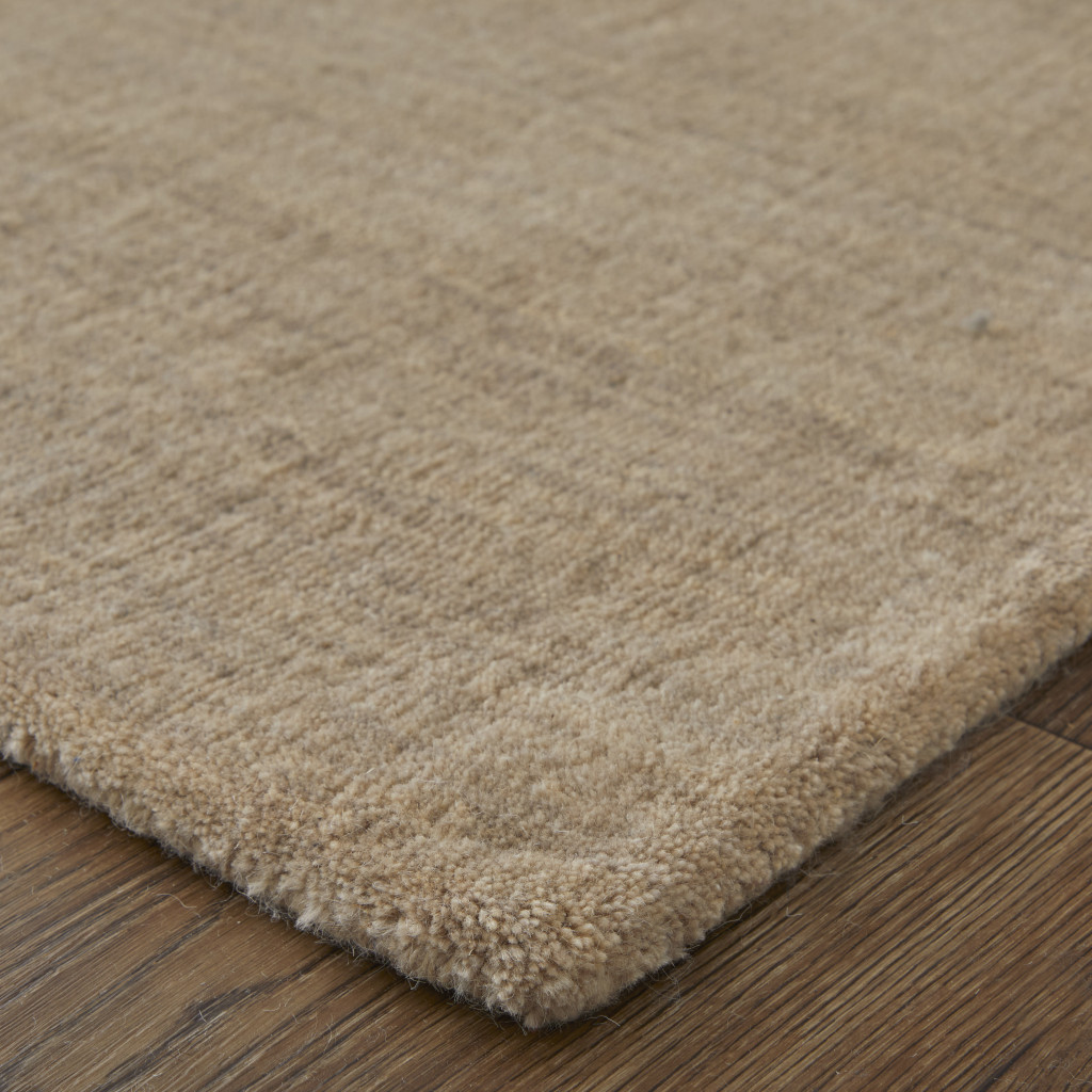 8" Tan Wool Hand Woven Runner Rug